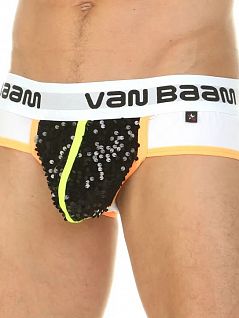 Мужские трусы брифы белые с черными пайетками Van Baam 39791
